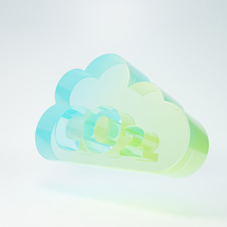 Frosted glass CO2 emissions in cloud icon isolated on white background. Carbon dioxide formula, smog pollution concept, environment concept. Minimalism concept. 3D render illustration.の写真素材