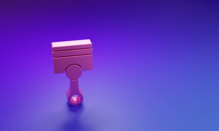 Engine piston icon isolated on purple-blue background. Minimalism concept. 3D render illustration.の写真素材