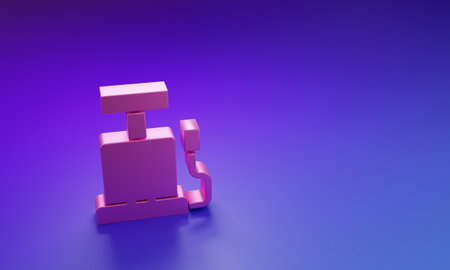 Pink Car air pump icon isolated on purple-blue background. Minimalism concept. 3D render illustration.の写真素材