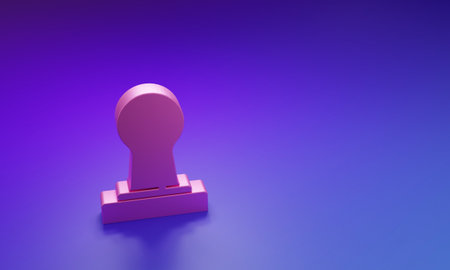 Pink tamper icon isolated on purple-blue background. Minimalism concept. 3D render illustration.の写真素材