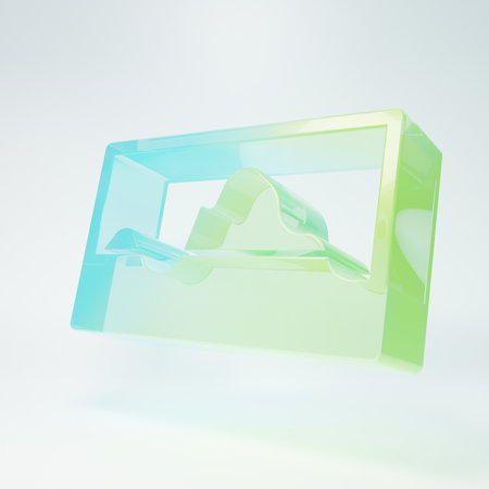 Frosted glass Music wave equalizer icon isolated on white background. Sound wave. Audio digital equalizer technology, console panel, pulse musical. Minimalism concept. 3D render illustration.の写真素材