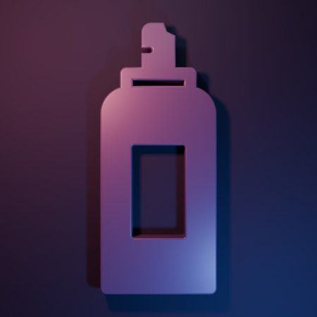 Purple Paint spray can icon isolated on purple-blue background. Minimalism concept. 3D render illustration.の写真素材