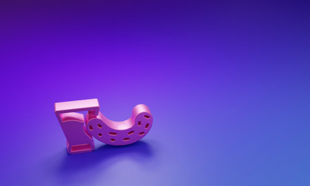 Pink Glass with cucumber icon isolated on purple-blue background. Minimalism concept. 3D render illustration.の写真素材