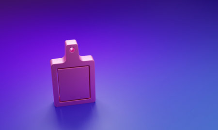 Pink Cutting board icon isolated on purple-blue background. Chopping Board symbol. Minimalism concept. 3D render illustration.の写真素材