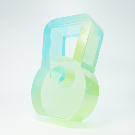 Frosted glass Kettlebell icon isolated on white background. Sport equipment. Minimalism concept. 3D...