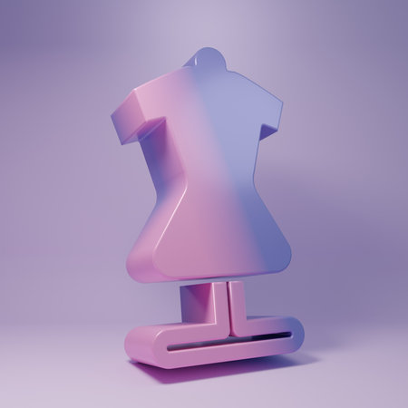 Purple Mannequin icon isolated on purple background. Tailor dummy. Minimalism concept. 3D render illustration.の写真素材