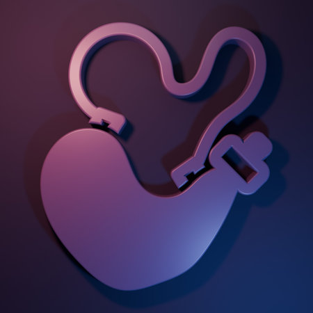 Purple Spanish wineskin icon isolated on purple-blue background. Minimalism concept. 3D render illustration.の写真素材