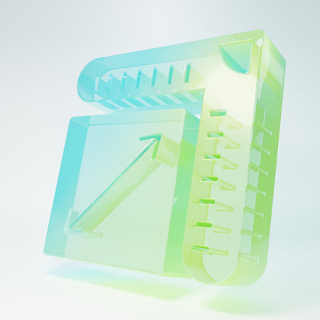 Frosted glass Paper size icon isolated on white background. Minimalism concept. 3D render illustration.の写真素材