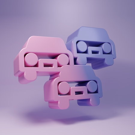 Purple Traffic jam on the road icon isolated on purple background. Road transport. Minimalism concept. 3D render illustration.の写真素材