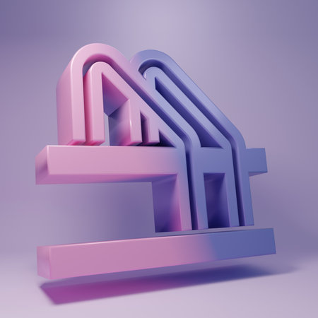 Purple Bicycle parking icon isolated on purple background. Minimalism concept. 3D render...