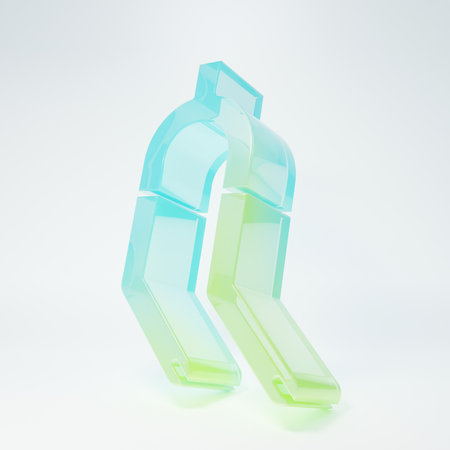 Frosted glass Bicycle suspension fork icon isolated on white background. Sport transportation spare part. Minimalism concept. 3D render illustration.の写真素材