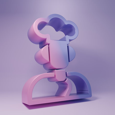 Purple Cook icon isolated on purple background. Chef symbol. Minimalism concept. 3D render illustration.の写真素材