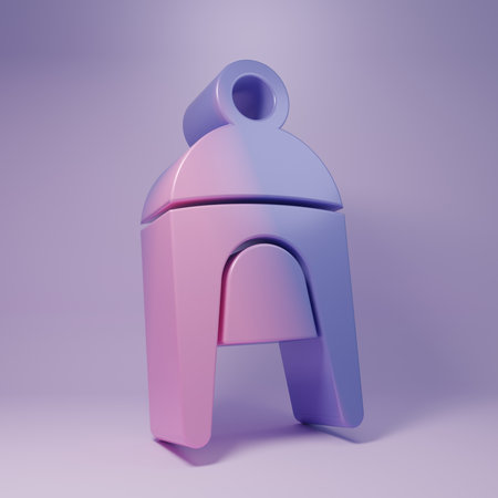 Purple Winter hat icon isolated on purple background. Minimalism concept. 3D render illustration.の写真素材