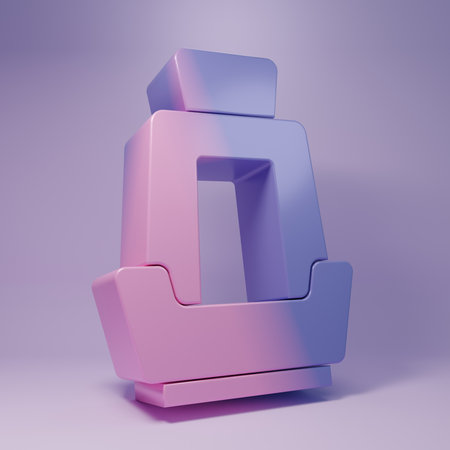 Purple Car seat icon isolated on purple background. Car armchair. Minimalism concept. 3D render illustration.の写真素材