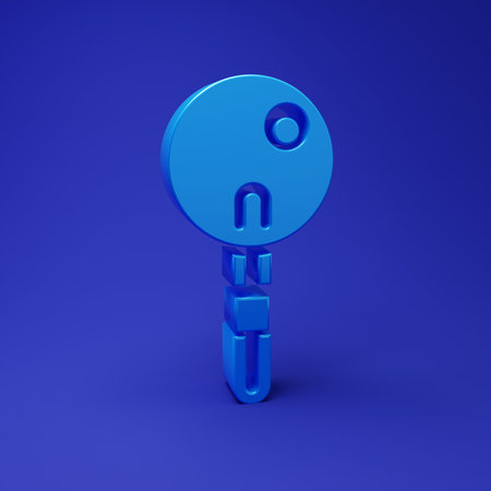 Blue icon isolated on blue background. Minimalism concept. 3D render illustration.の写真素材