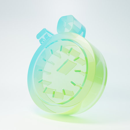 Frosted glass Stopwatch icon isolated on white background. Time timer sign. Chronometer sign...