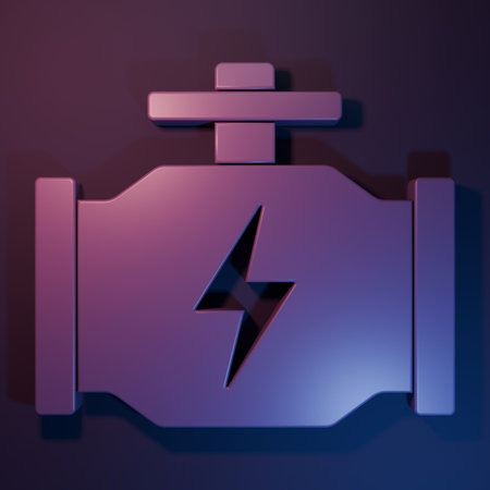 Purple Check engine icon isolated on purple-blue background. Minimalism concept. 3D render illustration.の写真素材