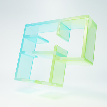 Frosted glass icon isolated on white background. Minimalism concept. 3D render illustration.の写真素材