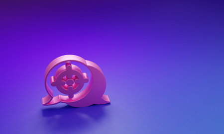 Pink Target financial goal concept icon isolated on purple-blue background. Symbolic goals achievement, success. Minimalism concept. 3D render illustration.の写真素材