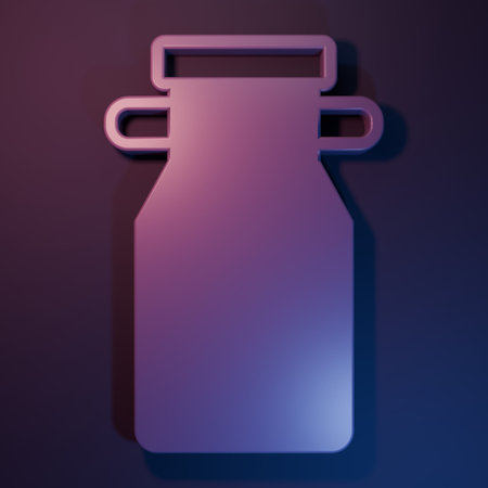 Purple Can container for milk icon isolated on purple-blue background. Minimalism concept. 3D render illustration.の写真素材