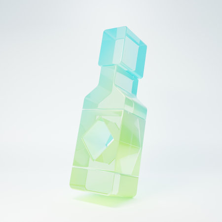 Frosted glass chili cayenne spicy pepper sauce icon isolated on white background. Minimalism concept. 3D render illustration.の写真素材