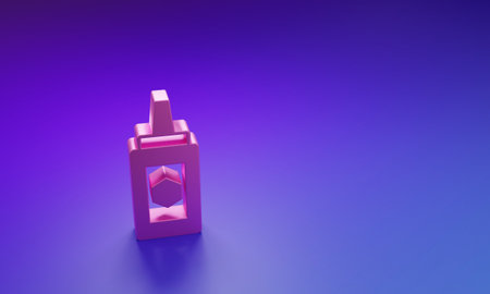 Pink jar icon isolated on purple-blue background. Minimalism concept. 3D render illustration.の写真素材