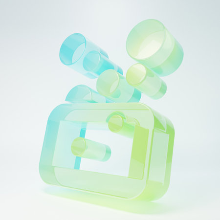 Frosted glass Bar of soap icon isolated on white background. Soap bar with bubbles. Minimalism concept. 3D render illustration.の写真素材