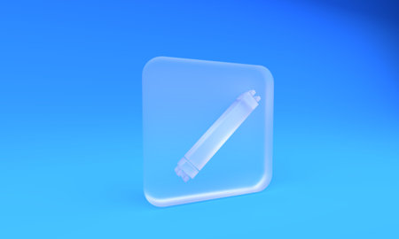 Frosted glass Long luminescence fluorescent energy saving lamp icon isolated on blue background. Square frosted glass button. 3D render illustration.の写真素材