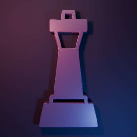 Purple Chess icon isolated on purple-blue background. Business strategy. Game, management, finance. Minimalism concept. 3D render illustration.の写真素材