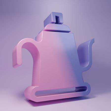 Purple Watering can icon isolated on purple background. Irrigation symbol. Minimalism concept. 3D render illustration.の写真素材