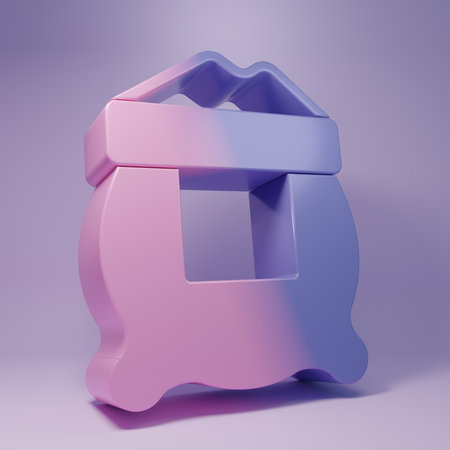Purple Bag of flour icon isolated on purple background. Minimalism concept. 3D render illustration.の写真素材