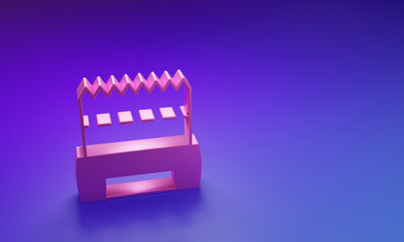 Pink Hygienic dog bag with poop icon isolated on purple-blue background. Cleaning the park after walking pets concept. Minimalism concept. 3D render illustration.の写真素材