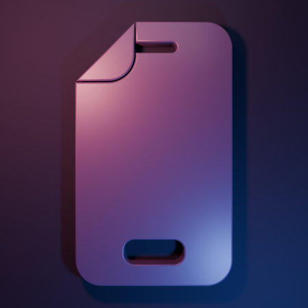 Purple Glass screen protector for smartphone icon isolated on purple-blue background. Protective film for glass. Transparent soft glass for mobile phone. Minimalism concept. 3D render illustration.の写真素材