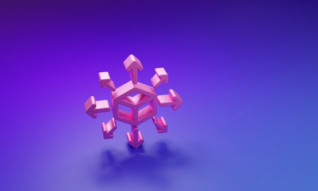 Pink Distribution icon isolated on purple-blue background. Content distribution concept. Minimalism concept. 3D render illustration.の写真素材