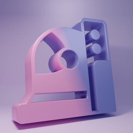 Purple Astronaut helmet icon isolated on purple background. Minimalism concept. 3D render illustration.の写真素材
