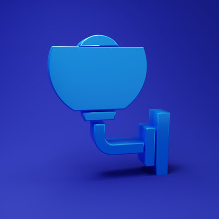 Blue Wall lamp or sconce icon isolated on blue background. Wall lamp light. Minimalism concept. 3D render illustration.の写真素材