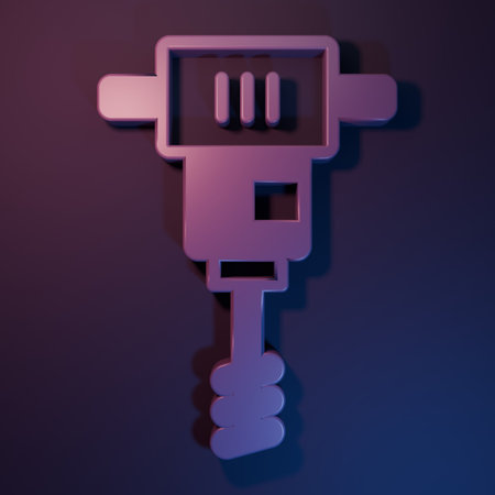 Purple Electrical hand concrete mixer icon isolated on purple-blue background. Handheld electric...