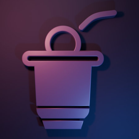 Beer pong game icon isolated on purple-blue background. Party game. Minimalism concept. 3D render illustration.の写真素材