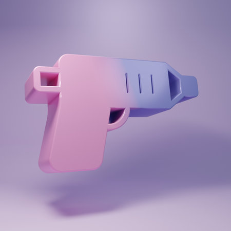Purple cordless screwdriver icon isolated on purple background. Electric drill machine. Repair tool. Minimalism concept. 3D render illustration.の写真素材