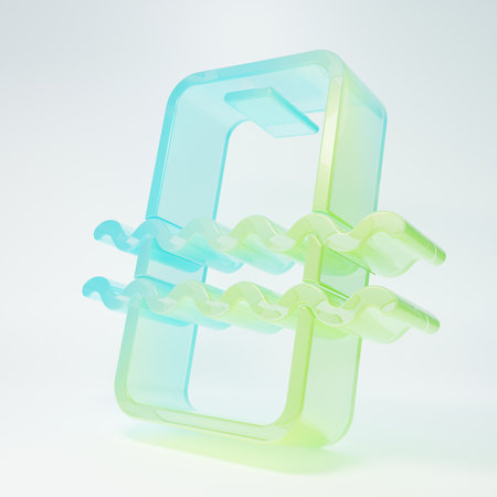 Frosted glass Waterproof mobile phone icon isolated on white background. Smartphone with drop of water. Minimalism concept. 3D render illustration.の写真素材