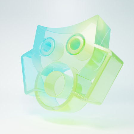 Frosted glass mask icon isolated on white background. Minimalism concept. 3D render illustration.の写真素材