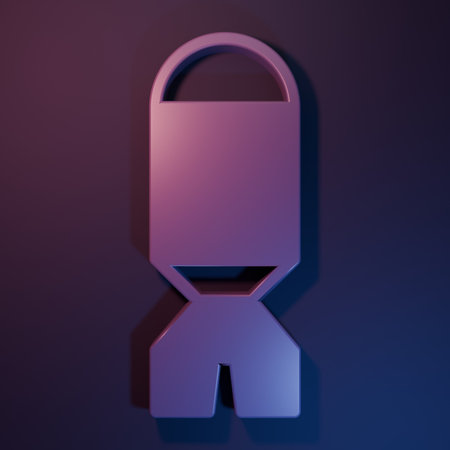 Purple Rocket launcher with missile icon isolated on purple-blue background. Minimalism concept. 3D render illustration.の写真素材