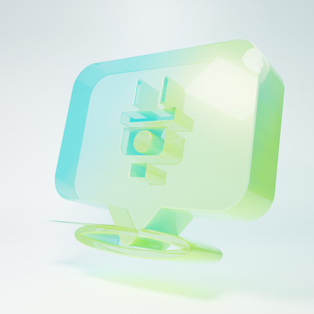 Frosted glass Electric plug icon isolated on white background. Concept of connection and disconnection of the electricity. Minimalism concept. 3D render illustration.の写真素材