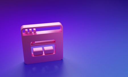 Pink Search engine icon isolated on purple-blue background. Minimalism concept. 3D render illustration.の写真素材