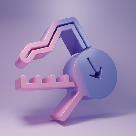 Purple economic crisis icon isolated on purple background. Minimalism concept. 3D render illustration.の写真素材