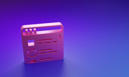 Pink Browser files icon isolated on purple-blue background. Minimalism concept. 3D render illustration.の写真素材