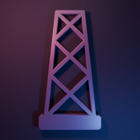 Purple Antenna icon isolated on purple-blue background. Radio antenna wireless. Technology and network signal radio antenna. Minimalism concept. 3D render illustration.の写真素材