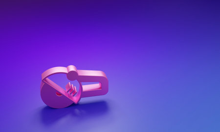 Pink Angle grinder icon isolated on purple-blue background. Minimalism concept.の写真素材