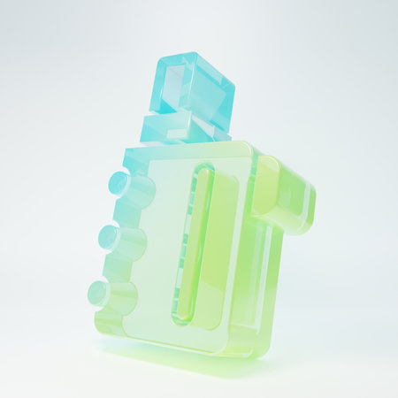 Frosted glass Electronic cigarette icon isolated on white background. Vape smoking tool. Vaporizer Device. Minimalism concept. 3D render illustration.の写真素材