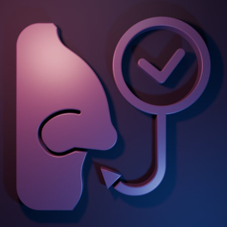 Purple Healthy breathing icon isolated on purple-blue background. Breathing nose. Minimalism...